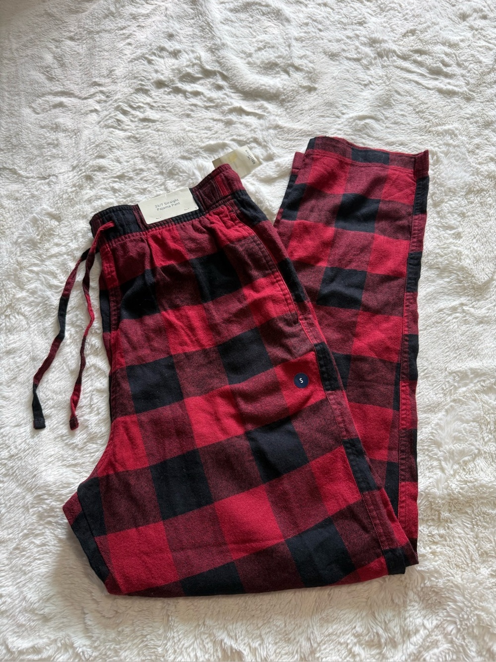 NWT Hollister Women's Flannel Buffalo Plaid Pajama Sleep Pants Red/Black Size S